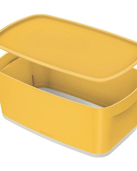 Žltá úložná škatuľa s vekom Leitz Cosy, objem 5 l