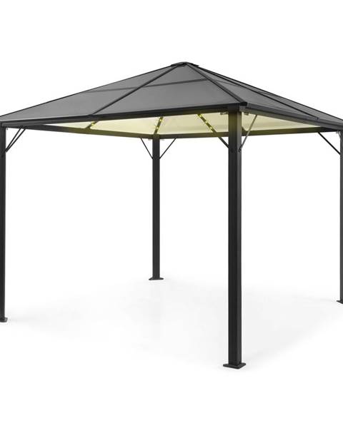 Blumfeldt Pantheon Solid Sky Ambient Solar, pavilón so sivou strechou, 3 × 3 m, polykarbonát, hliník