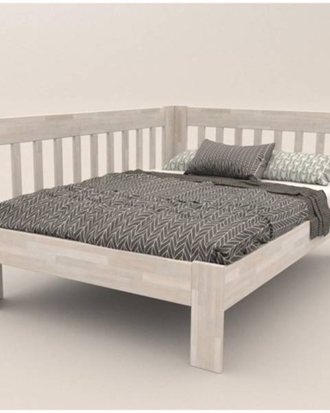 Rohová posteľ APOLONIE ľavá, buk/biela, 140x200 cm