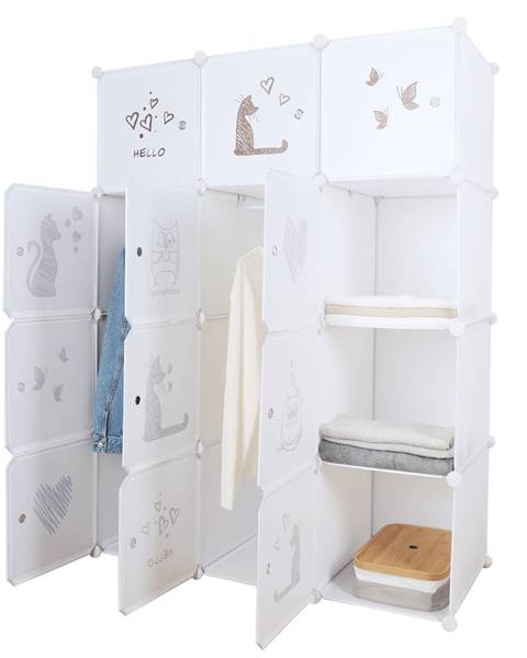 Detská modulárna skriňa biela/hnedý detský vzor KITARO