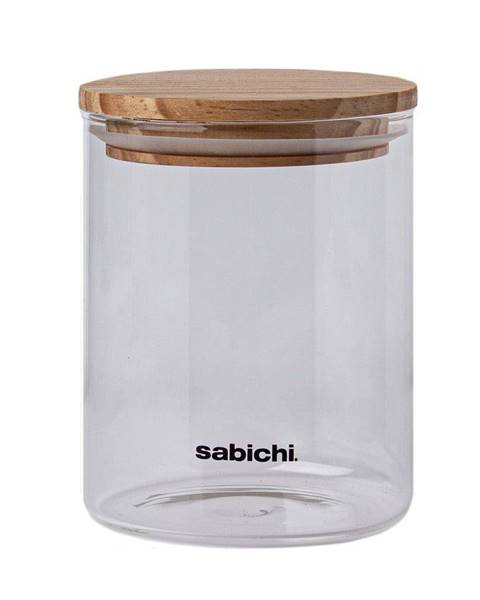 Sklenená dóza s dreveným vrchnákom na potraviny Sabichi, 0,9 l