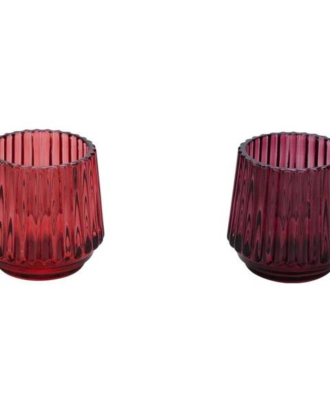 Súprava 2 červených sklenených svietnikov na čajovú sviečku Ego Dekor, ø 7 cm