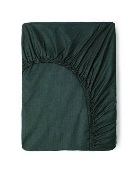 Tmavozelená bavlnená elastická plachta Good Morning, 160 x 200 cm