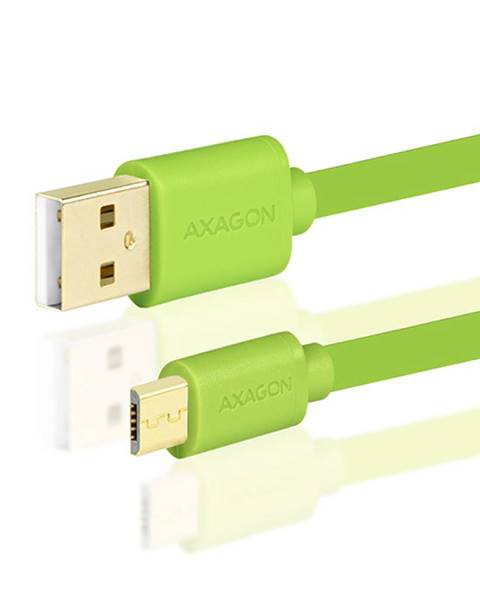 AXAGON BUMM-AM02QG, HQ KABEL MICRO USB TO USB A, DATA A NABIJANIE 2A, GREEN, 0.2 M