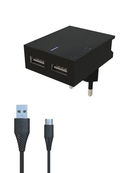 SWISSTEN SIETOVY ADAPTER SMART IC 2X USB 3A POWER + DATOVY KABEL USB/MICRO USB 1,2 M CIERNY
