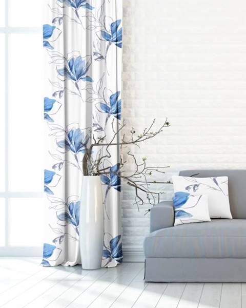 Záves dekoračný, OXY Magnolie 150 cm, modrý