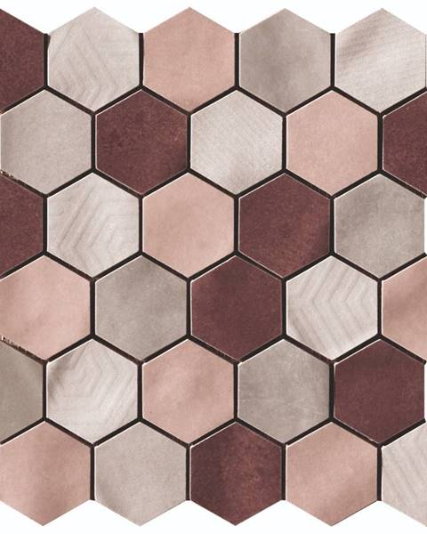 Mozaika Cir Materia Prima mix pink hexagon 27x27 cm lesk