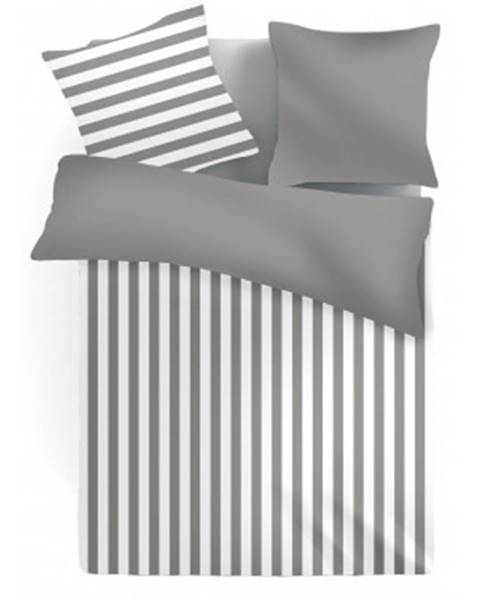Obliečky šedé pruhované, bavlna renforcé