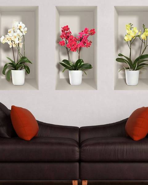 Sada 3 3D samolepiek na stenu Ambiance Orchids